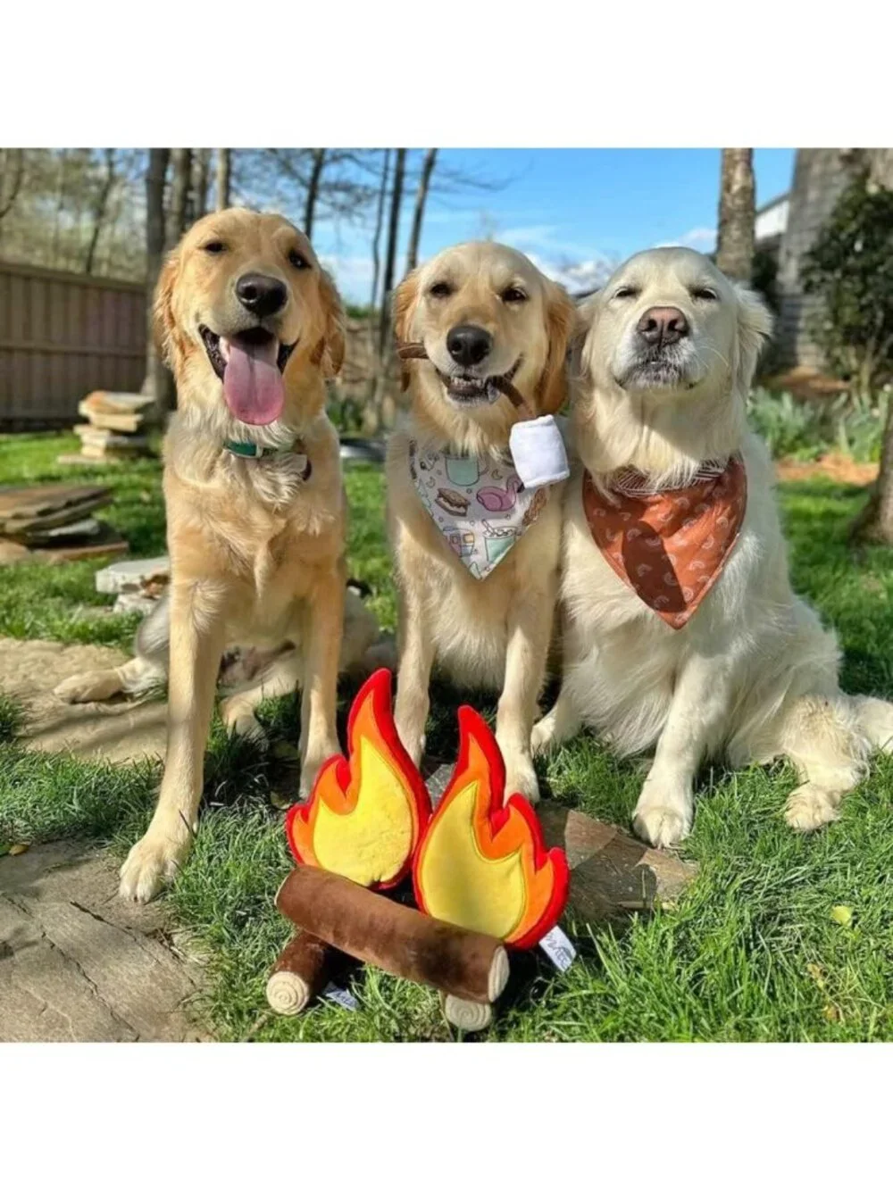 Durable Campfire Dog Toy - Squeaky Plush for Interactive Play & Fetch Fun